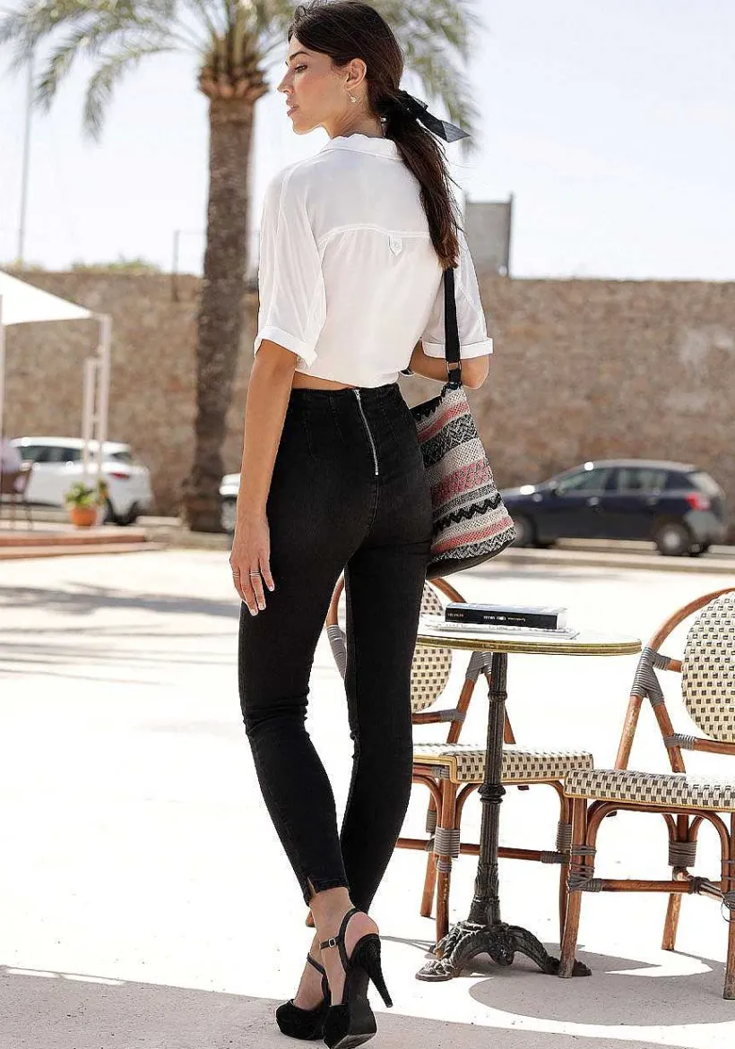 LASCANA Pants-High Waisted Zip Detail Jeggings