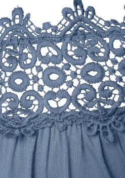 LASCANA Short Sleeve Tops-Lace Accent Carmen Top