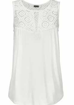LASCANA Sleeveless Tops-Lace Detail Keyhole Top