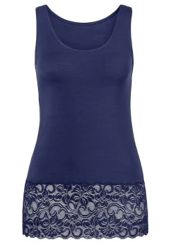 LASCANA Sleeveless Tops-Lace Hem Tank Top