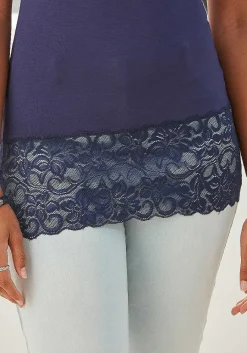 LASCANA Sleeveless Tops-Lace Hem Tank Top