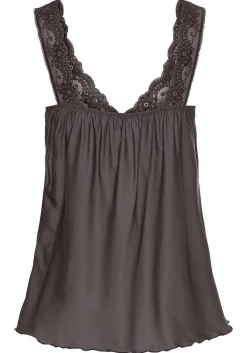LASCANA Sleeveless Tops-Lace Insert V-Neck Top