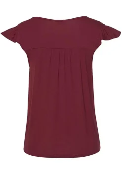 LASCANA Short Sleeve Tops-Lace Shoulder Detail Top