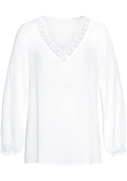 LASCANA Blouses-Lace Trim Blouse