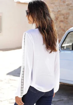 LASCANA Blouses-Lace Trim Blouse