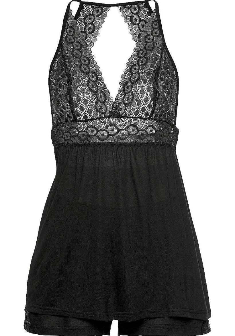 LASCANA Pajamas & Sets-Lace V-Neck Short Pajama Set