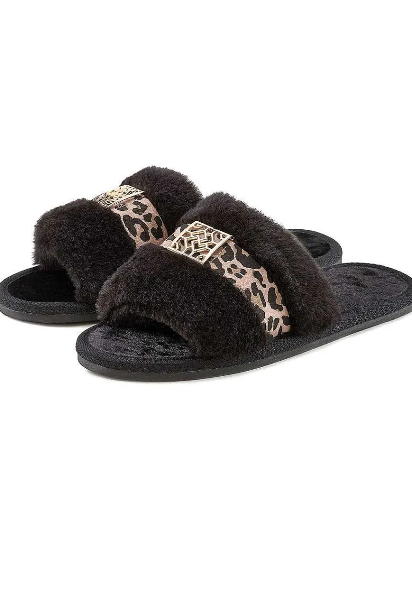 LASCANA Sandals-Leopard Faux Fur Slides
