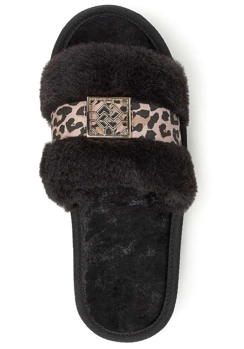 LASCANA Sandals-Leopard Faux Fur Slides