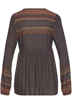 LASCANA Long Sleeve Tops-Long Sleeve Boho Print Top