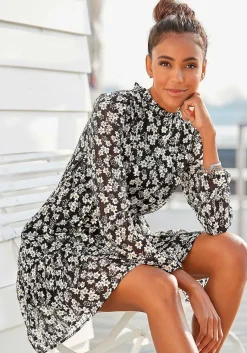 LASCANA Fall Dresses-Long Sleeve Floral Pattern Dress