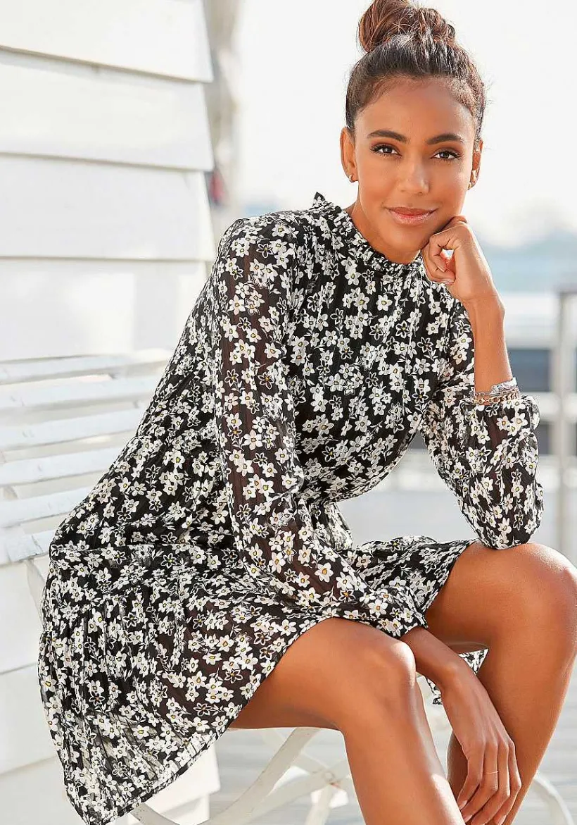 LASCANA Fall Dresses-Long Sleeve Floral Pattern Dress