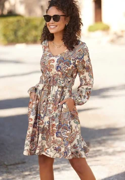 LASCANA Fall Dresses-Long Sleeve Paisley Dress