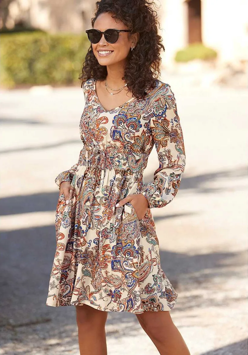 LASCANA Fall Dresses-Long Sleeve Paisley Dress