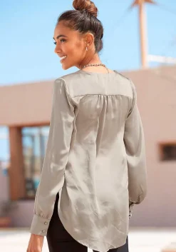 LASCANA Blouses-Long Sleeve Satin Blouse
