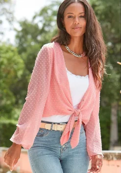 LASCANA Blouses-Long Sleeve Tie Front Blouse