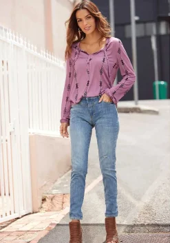 LASCANA Long Sleeve Tops-Long Sleeve Tie Front Top