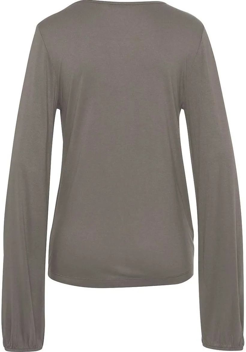 LASCANA Long Sleeve Tops-Long Sleeve Wrap Look Top