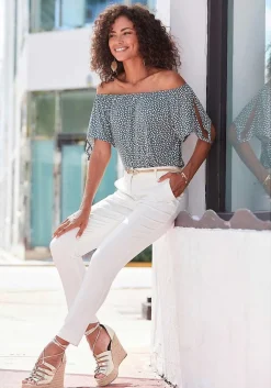 LASCANA Short Sleeve Tops-Loose Cut Shoulder Tie Detail Top