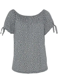 LASCANA Short Sleeve Tops-Loose Cut Shoulder Tie Detail Top