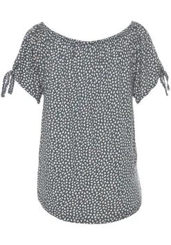 LASCANA Short Sleeve Tops-Loose Cut Shoulder Tie Detail Top