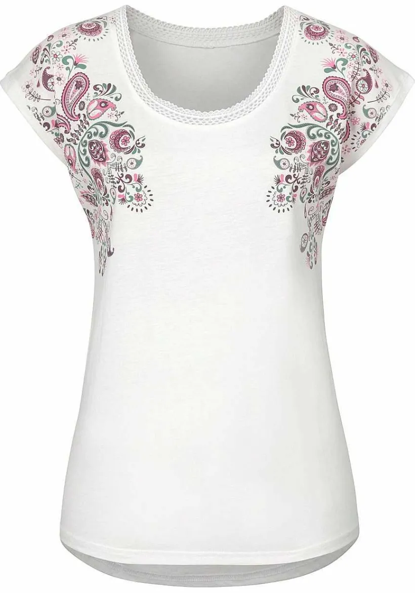 LASCANA Short Sleeve Tops-Mix Print Detail Top