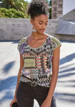 LASCANA Short Sleeve Tops-Multi Print Top