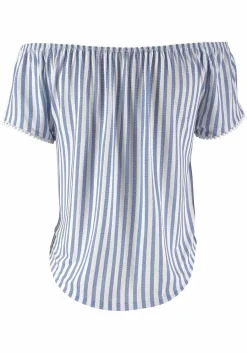 LASCANA Short Sleeve Tops-Off Shoulder Button Top