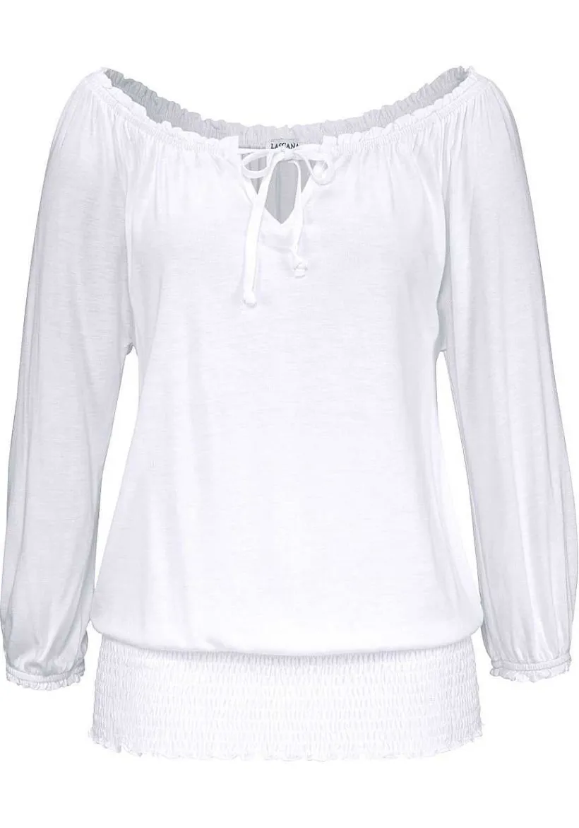 LASCANA Long Sleeve Tops-Off Shoulder Carmen Top
