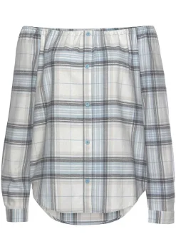 LASCANA Blouses-Off Shoulder Plaid Blouse