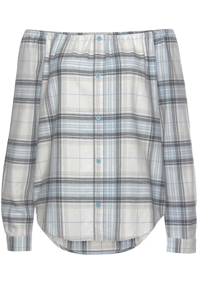 LASCANA Blouses-Off Shoulder Plaid Blouse