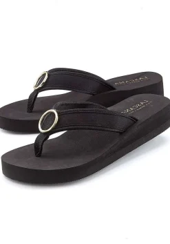 LASCANA Sandals-O-Ring Wedge Flip Flops