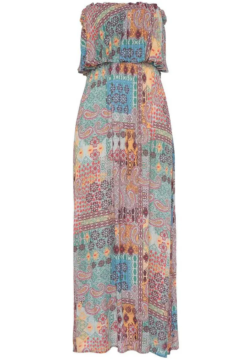 LASCANA Maxi Dresses-Patchwork Print Bandeau Maxi Dress