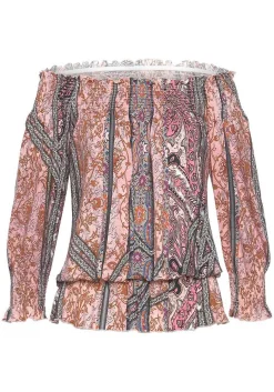 LASCANA Short Sleeve Tops-Patterned Carmen Top