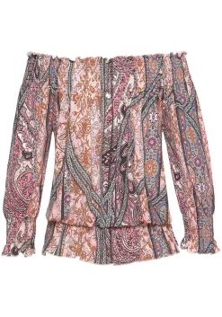 LASCANA Short Sleeve Tops-Patterned Carmen Top