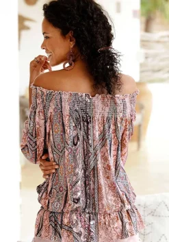LASCANA Short Sleeve Tops-Patterned Carmen Top