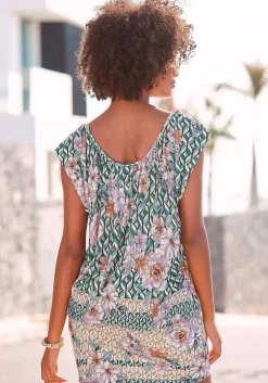 LASCANA Short Dresses-Patterned Round Neckline Dress