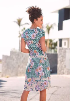 LASCANA Short Dresses-Patterned V-Neck Dress