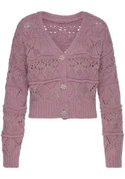 LASCANA Cardigans-Pearl Button Crochet Cardigan
