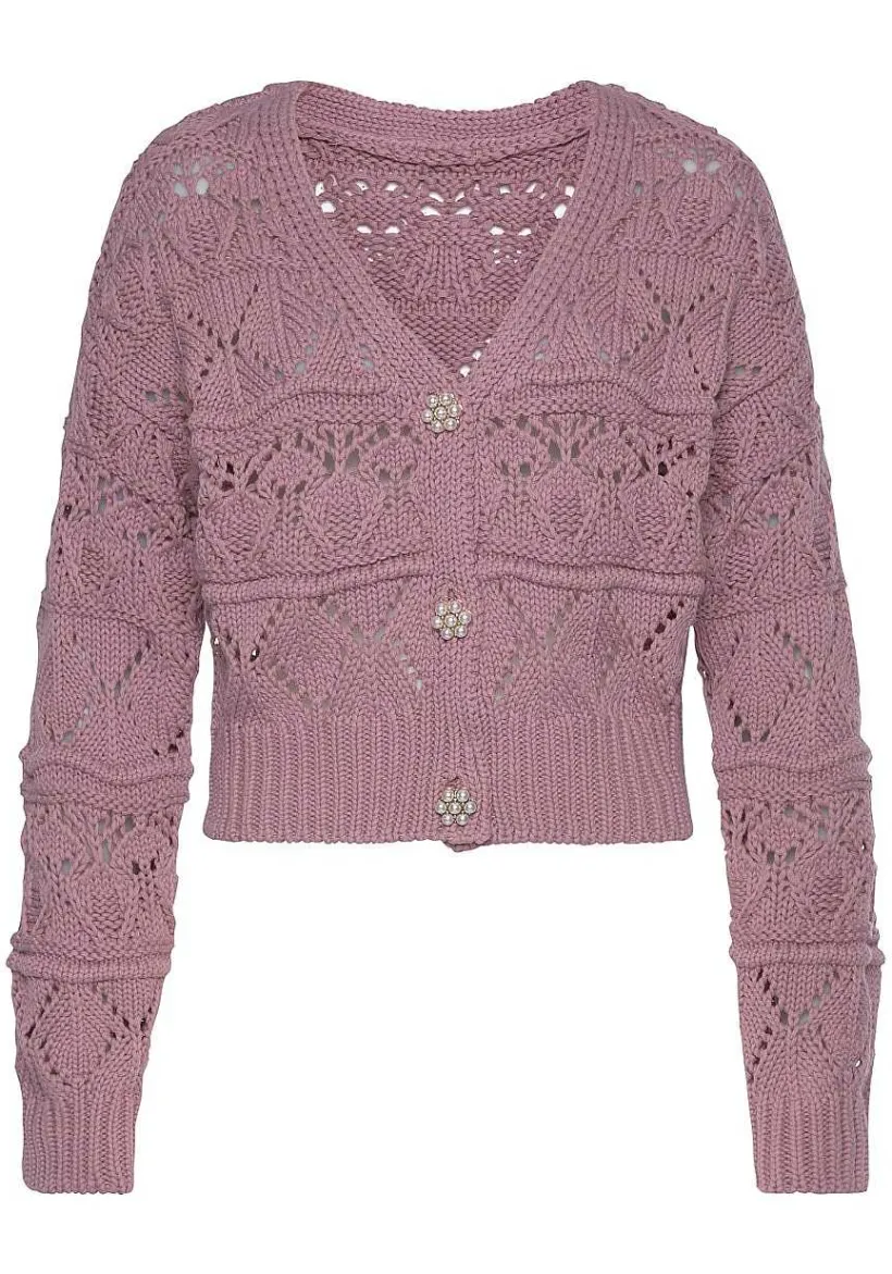 LASCANA Cardigans-Pearl Button Crochet Cardigan