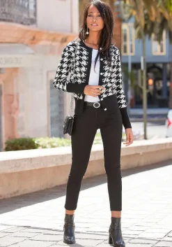 LASCANA Cardigans-Pearl Button Houndstooth Cardigan