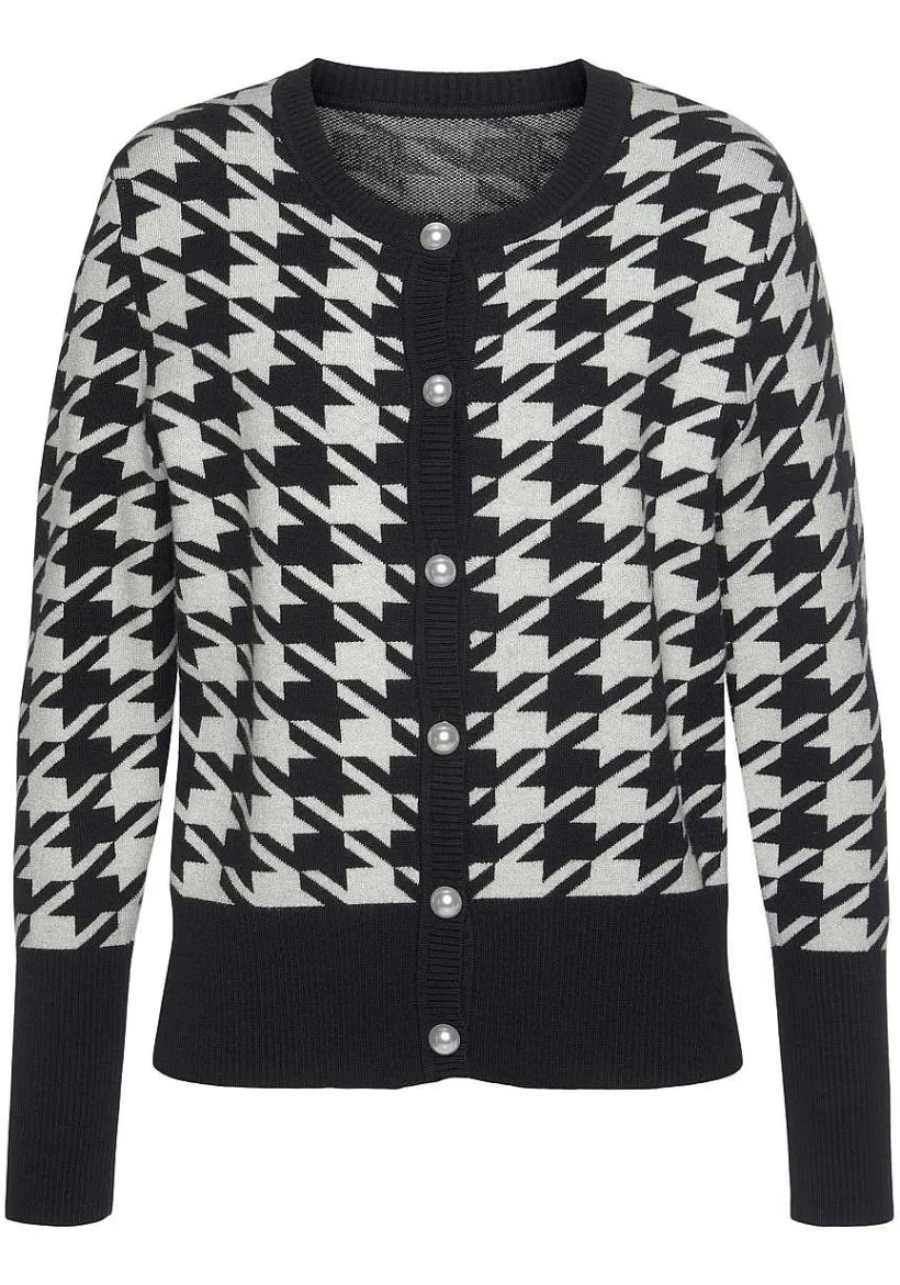 LASCANA Cardigans-Pearl Button Houndstooth Cardigan