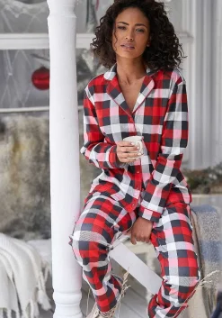 LASCANA Pajamas & Sets-Plaid Button Down Long Sleeve Shirt