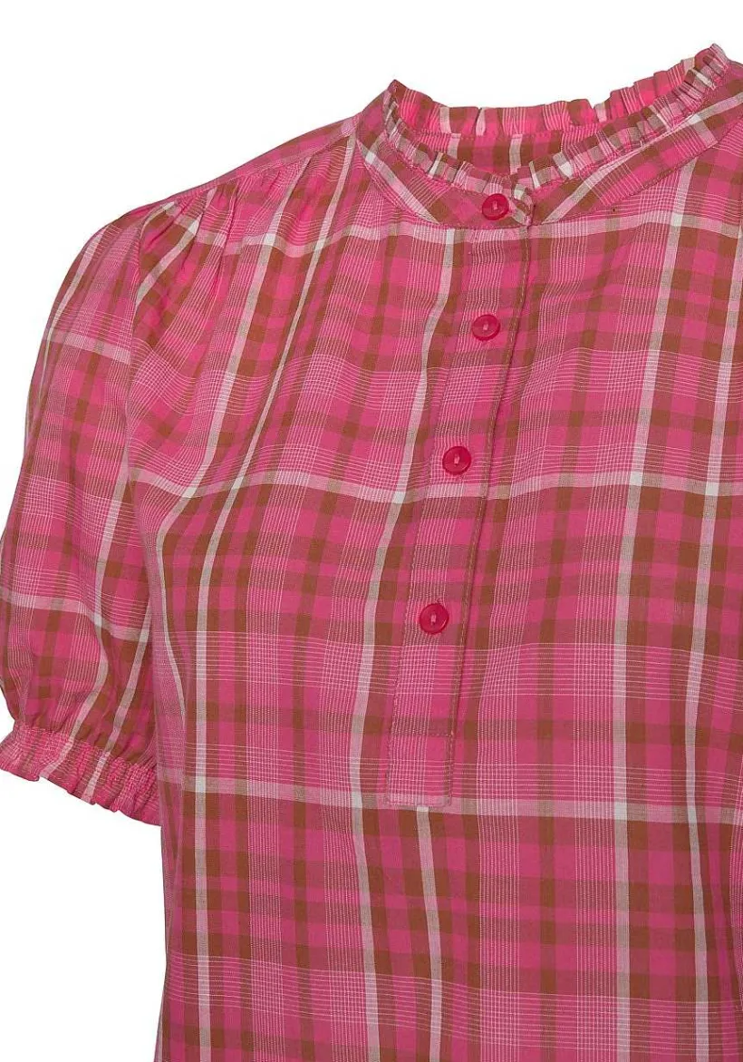 LASCANA Blouses-Plaid Ruffle Detail Blouse