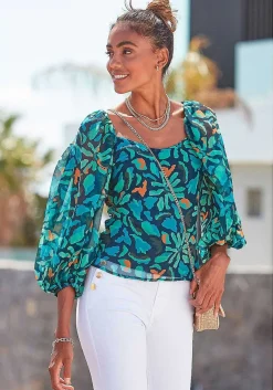 LASCANA Blouses-Pleated Balloon Sleeve Blouse