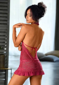 LASCANA Teddies & Corsets-Plunge Halter Lace Teddy