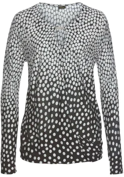 LASCANA Long Sleeve Tops-Polka Dot Keyhole Top