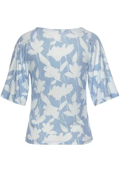 LASCANA Short Sleeve Tops-Printed Keyhole Neckline Top