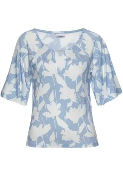 LASCANA Short Sleeve Tops-Printed Keyhole Neckline Top
