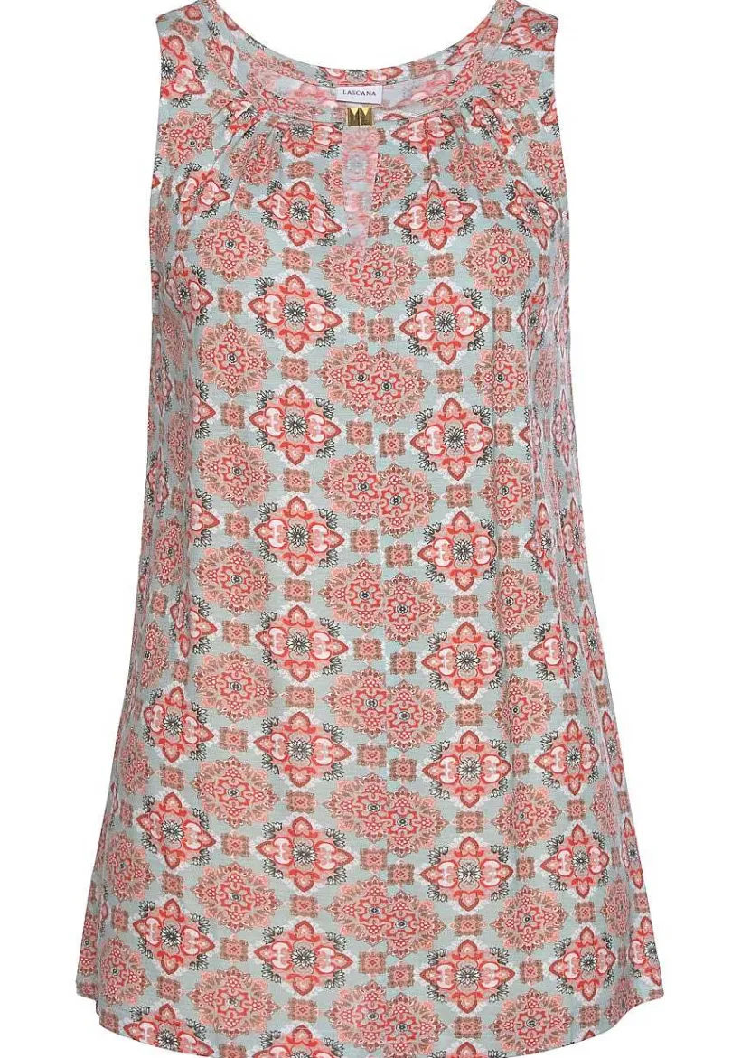 LASCANA Sleeveless Tops-Printed Keyhole Neckline Top
