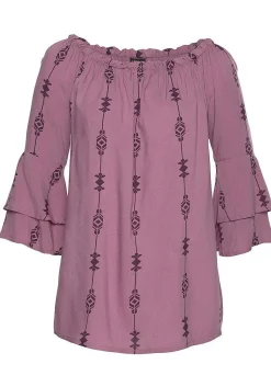 LASCANA Long Sleeve Tops-Printed Off Shoulder Top